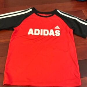 adidas Red and Black Short-Sleeve Logo Tee